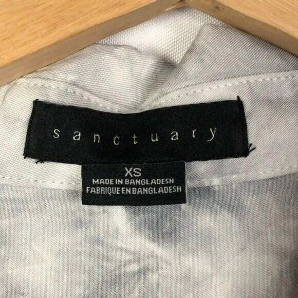 Sanctuary Gray Tie Dye Washed Boyfriend Long Sleeve Button Down XS - Picture 5 of 5